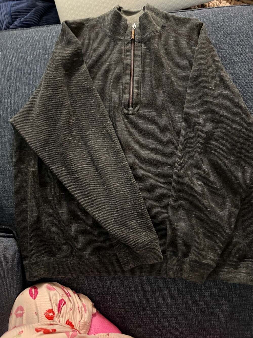 Tommy Bahama Flip Side Quarter Zip Pullover Sweater Gray